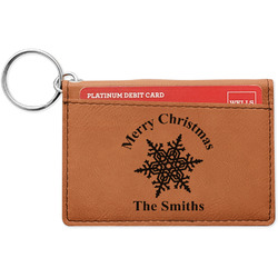 Snowflakes Leatherette Keychain ID Holder - Double Sided (Personalized)