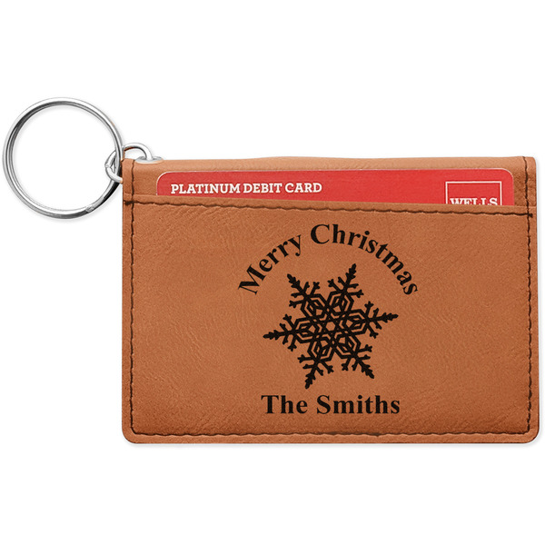 Custom Snowflakes Leatherette Keychain ID Holder (Personalized)