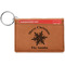 Snowflakes Cognac Leatherette Keychain ID Holders - Front Credit Card