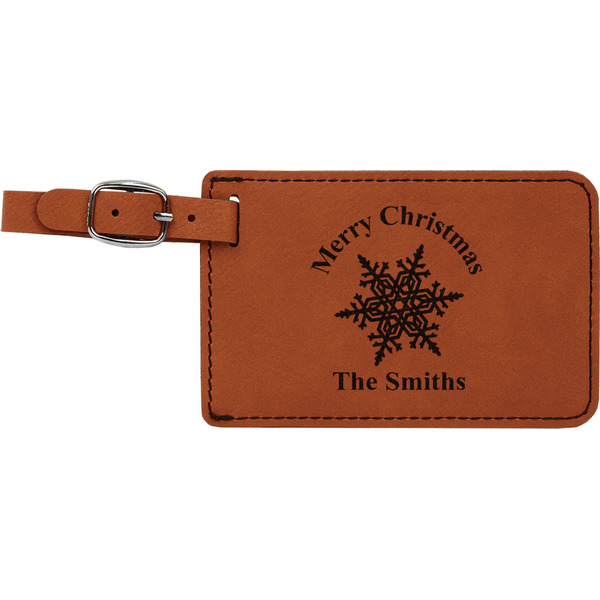 Custom Snowflakes Leatherette Luggage Tag (Personalized)