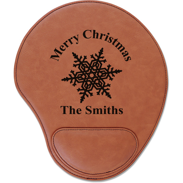 Custom Snowflakes Leatherette Mouse Pad with Wrist Support (Personalized)