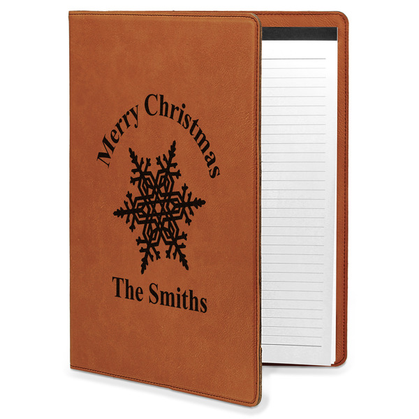 Custom Snowflakes Leatherette Portfolio with Notepad - Large - Double Sided (Personalized)