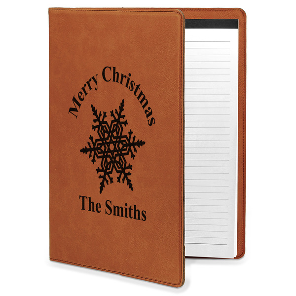 Custom Snowflakes Leatherette Portfolio with Notepad - Large - Single Sided (Personalized)