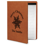 Snowflakes Leatherette Portfolio with Notepad - Small - Single Sided (Personalized)