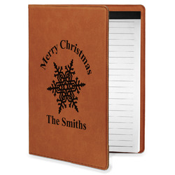 Snowflakes Leatherette Portfolio with Notepad - Small - Double Sided (Personalized)