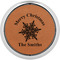 Snowflakes Cognac Leatherette Round Coasters w/ Silver Edge - Single