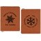 Snowflakes Cognac Leatherette Zipper Portfolios with Notepad - Double Sided - Apvl
