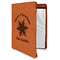 Snowflakes Cognac Leatherette Zipper Portfolios with Notepad - Main