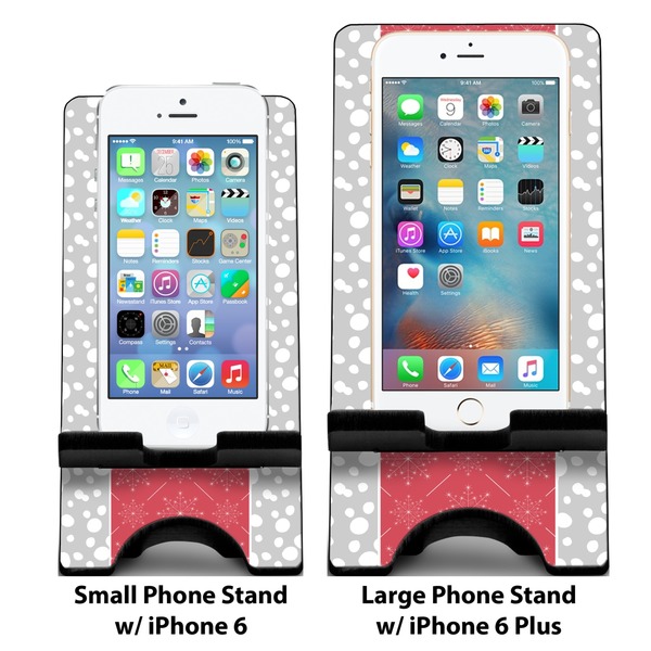 Snowflakes Compare Phone Stand Sizes - with iPhones