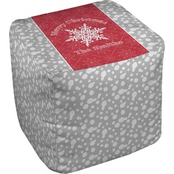 Snowflakes Cube Pouf Ottoman - 13" (Personalized)