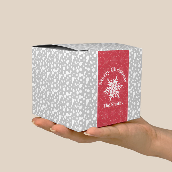 Snowflakes Cube Favor Gift Box - On Hand - Scale View