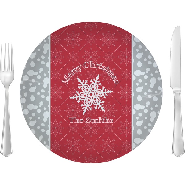 Custom Snowflakes 10" Glass Lunch / Dinner Plates - Single or Set (Personalized)
