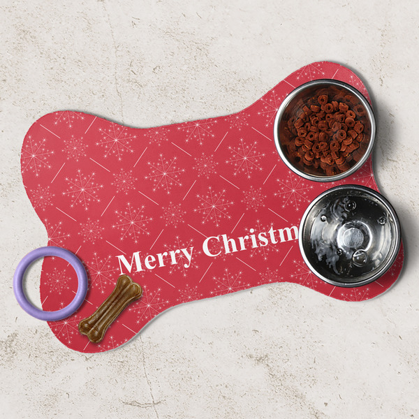 Snowflakes Dog Bone Shaped Mat Lifestyle