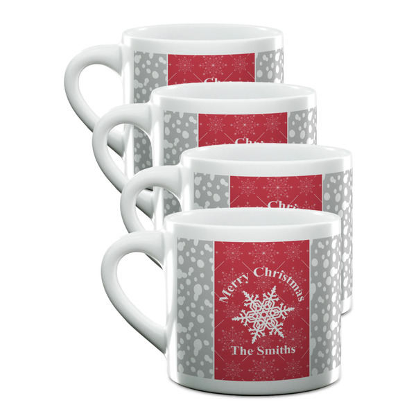 Custom Snowflakes Double Shot Espresso Cups - Set of 4 (Personalized)