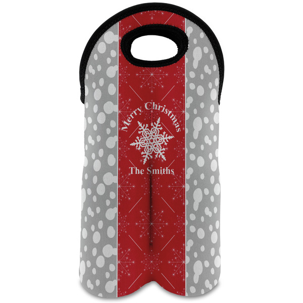 Custom Snowflakes Wine Tote Bag (2 Bottles) (Personalized)