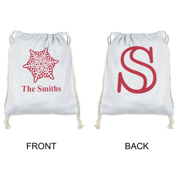 Snowflakes Drawstring Backpacks - Sweatshirt Fleece - Double Sided - APPROVAL