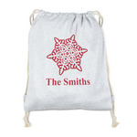 Snowflakes Drawstring Backpack - Sweatshirt Fleece - Double Sided (Personalized)
