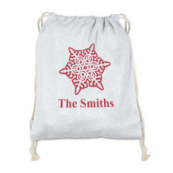 Snowflakes Drawstring Backpack - Sweatshirt Fleece - Double Sided (Personalized)
