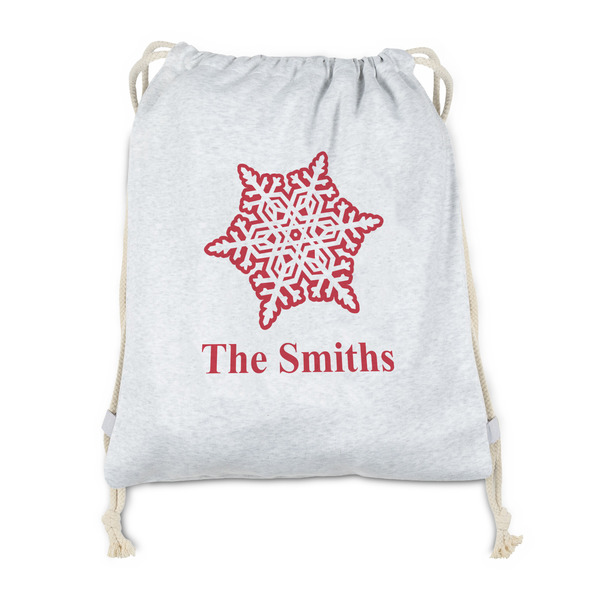 Custom Snowflakes Drawstring Backpack - Sweatshirt Fleece - Double Sided (Personalized)