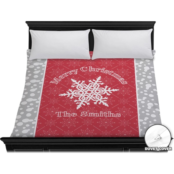 Custom Snowflakes Duvet Cover - King (Personalized)