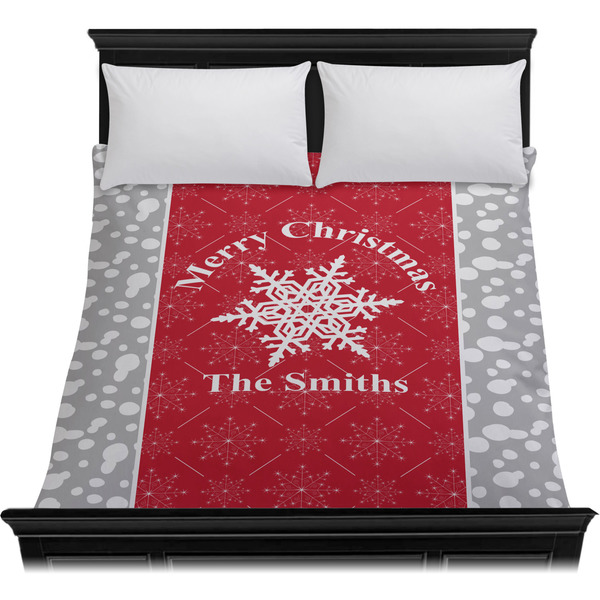 Snowflakes Duvet Cover - Queen - On Bed - No Prop