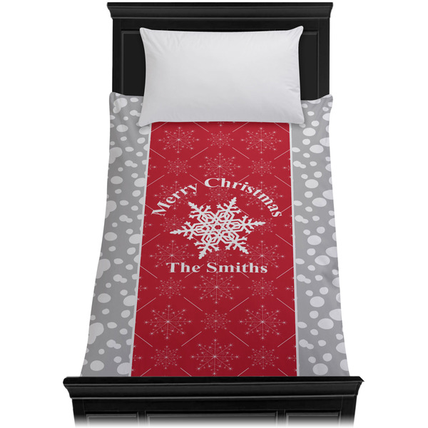 Snowflakes Duvet Cover - Twin XL - On Bed - No Prop