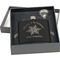 Snowflakes Engraved Black Flask Gift Set