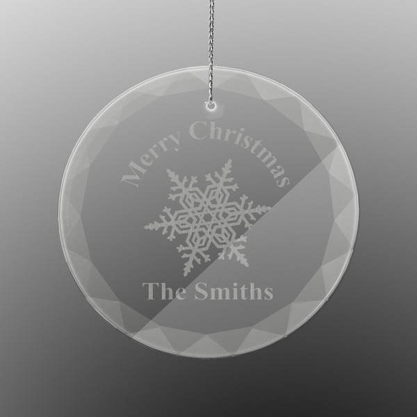 Custom Snowflakes Engraved Glass Ornament - Round (Personalized)