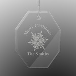 Snowflakes Engraved Glass Ornament - Octagon (Personalized)
