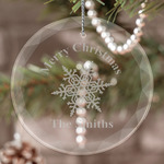 Snowflakes Engraved Glass Ornament (Personalized)