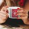 Snowflakes Espresso Cup - 6oz (Double Shot) LIFESTYLE (Woman hands cropped)