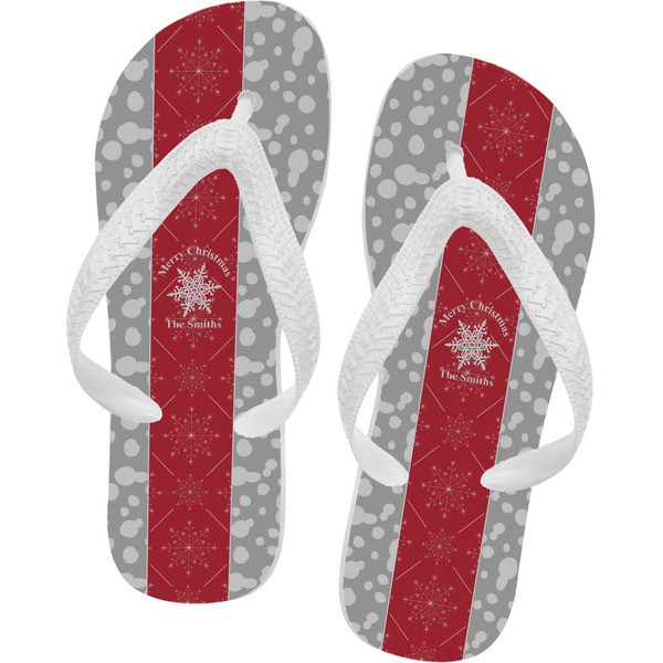 Custom Snowflakes Flip Flops - Large (Personalized)