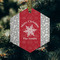Snowflakes Frosted Glass Ornament - Hexagon (Lifestyle)