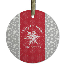 Snowflakes Flat Glass Ornament - Round w/ Name or Text