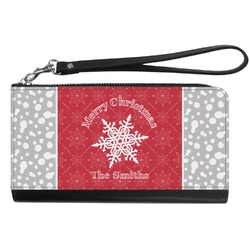Snowflakes Genuine Leather Smartphone Wrist Wallet (Personalized)