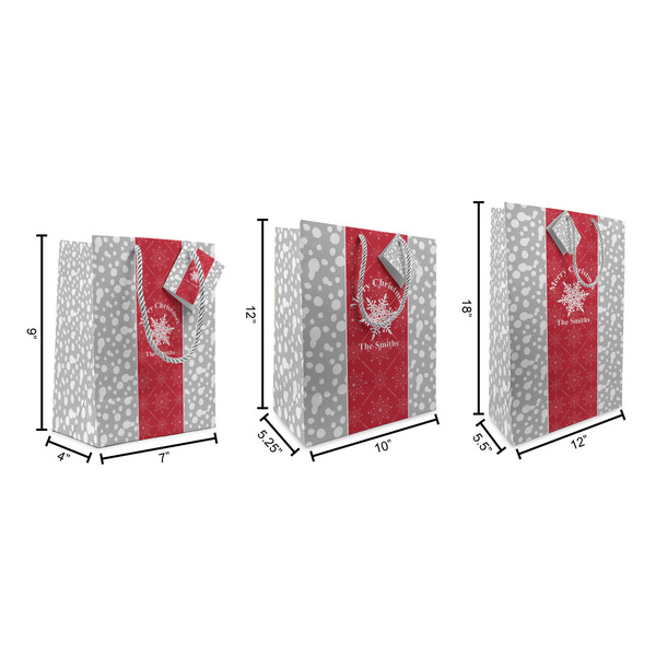 Snowflakes Gift Bags - All Sizes - Dimensions