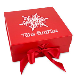 Snowflakes Gift Box with Magnetic Lid - Red (Personalized)