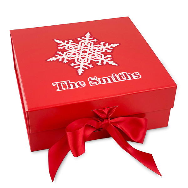 Custom Snowflakes Gift Box with Magnetic Lid - Red (Personalized)