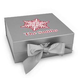 Snowflakes Gift Box with Magnetic Lid - Silver (Personalized)