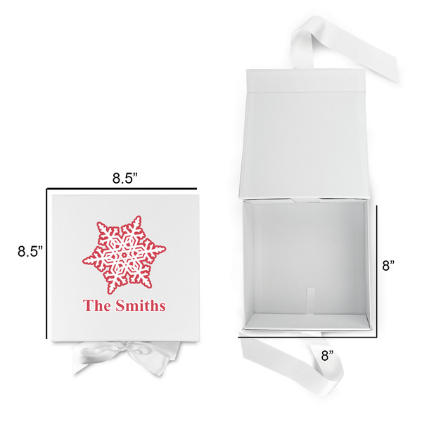 Snowflakes Gift Boxes with Magnetic Lid - White - Open & Closed