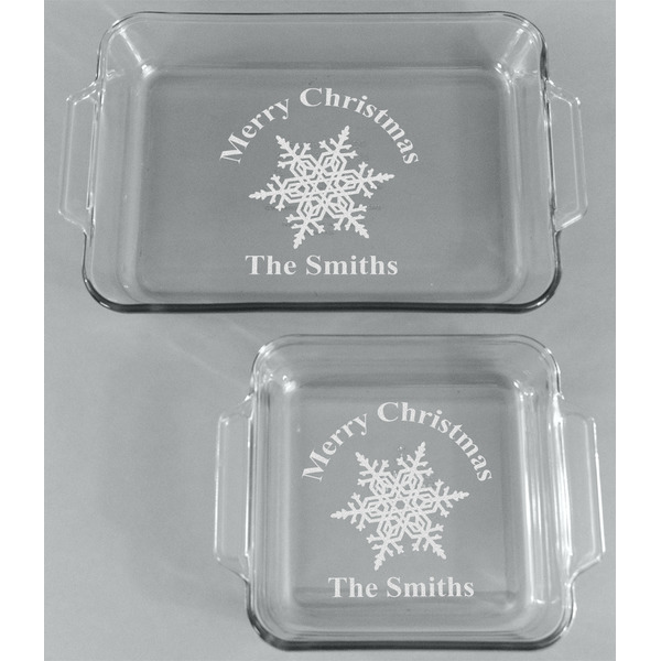 Snowflakes Glass Baking Dish Set - FRONT