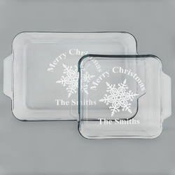 Snowflakes Set of Glass Baking & Cake Dish - 13in x 9in & 8in x 8in (Personalized)