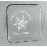 Snowflakes Glass Cake Dish - 8in x 8in (Personalized)