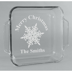 Snowflakes Glass Cake Dish - 8in x 8in (Personalized)