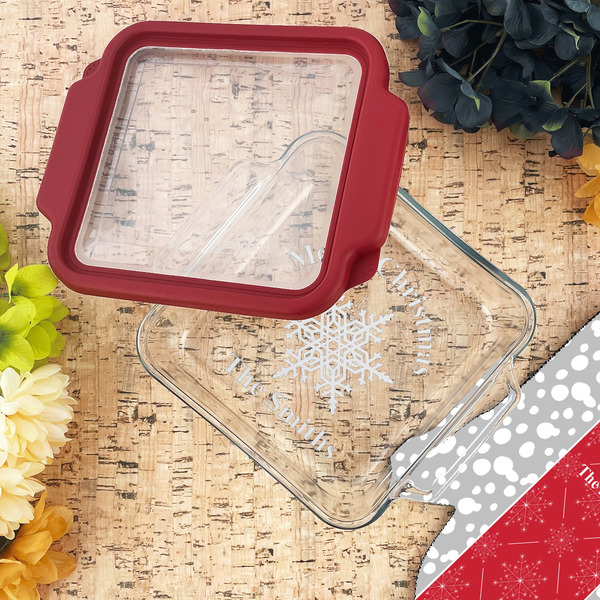 Snowflakes Glass Cake Dish - LIFESTYLE (8x8)