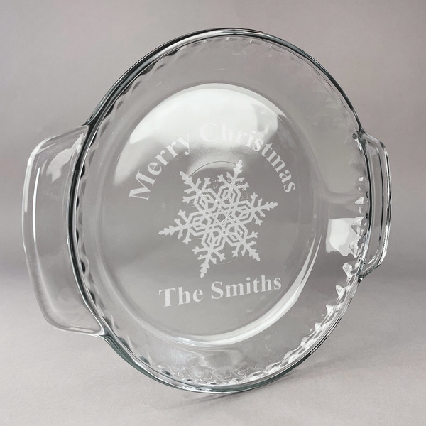 Custom Snowflakes Glass Pie Dish - 9.5in Round (Personalized)