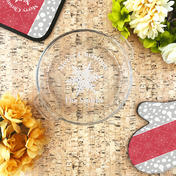 Snowflakes Glass Pie Dish - LIFESTYLE