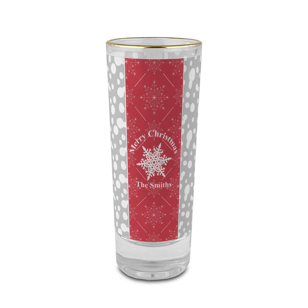 Custom Snowflakes 2 oz Shot Glass -  Glass with Gold Rim - Single (Personalized)
