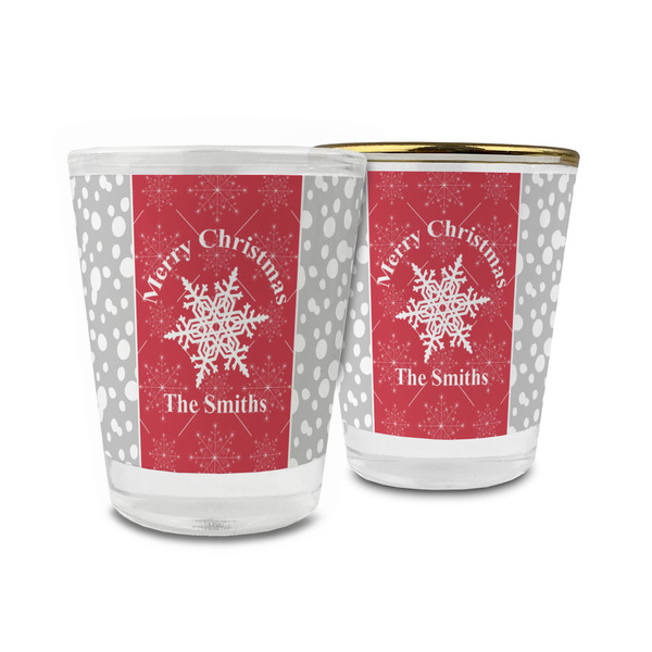 Custom Snowflakes Glass Shot Glass - 1.5 oz (Personalized)