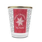 Snowflakes Glass Shot Glass - 1.5 oz - with Gold Rim - Set of 4 (Personalized)